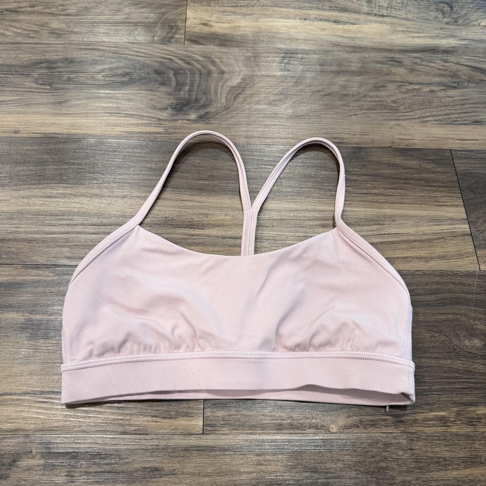 Lululemon Flow Y Bra Nulu Women 6 Light Pink Light Support Yoga Athletic Strappy